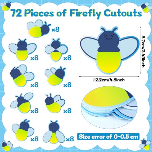 Kolldenn 72 Pcs Firefly Cutouts for Bulletin Board Firefly Sticker Paper - style: Firefly