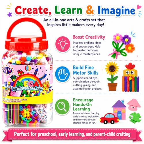 FUNZBO Arts and Crafts Supplies for Kids -Toddlers Craft Kit - size: Jar Set (Mega)