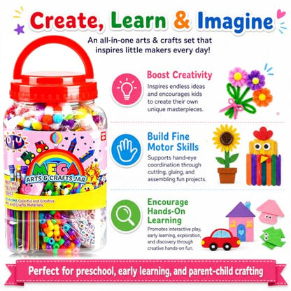 FUNZBO Arts and Crafts Supplies for Kids -Toddlers Craft Kit - size: Jar Set (Mega)