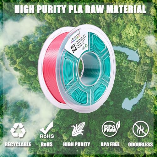 PLA Filament 1.75mm, Silk PLA 3D Printer Filament, Dual Color Filament - Pink and Sky Blue 1.75 PLA Filament- 2 in 1 Coextrusion 3D Filament PLA 1.75 +/- 0.02mm, Fit to AMS, 1kg/Spool - color: Dual-color Sky Blue & Pink