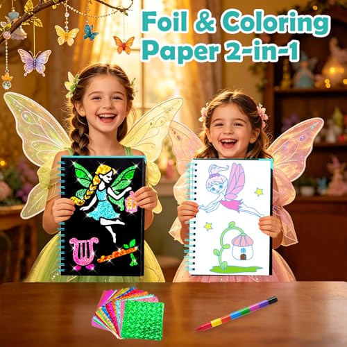 FUNNYB&G Foil Art Craft Kit for Kids, Sparkly Birthday Gift Toy for Girls - style: Fairy
