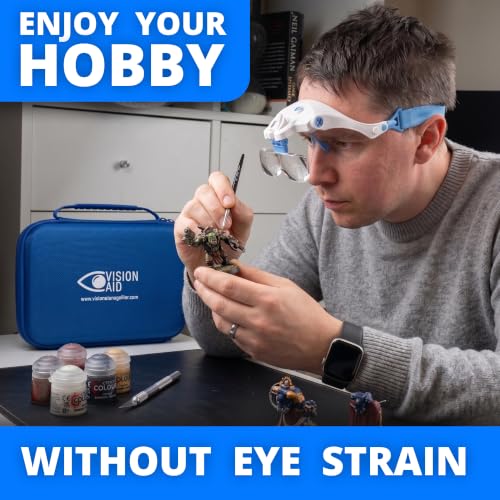Vision Aid Expert Edition Magnifying Glasses with USB Rechargeable LED Light and Storage Case Hands Free Head Magnifier for Hobby Painting Close Work - size: USB Rechargeable - Expert Set