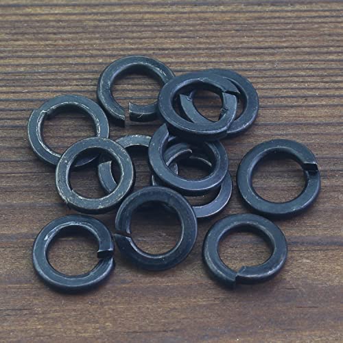 HELIFOUNER 100 Pieces 8.8 Grade Alloy Steel M6 Split Lock Washers, Spring Lock Washers for Screws Bolts, Black - color: Black, size: M6 (100 PCS)