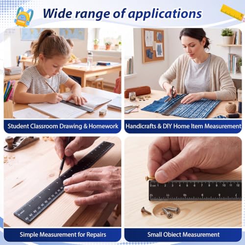 Eboot 20 Pack 12 in Clear Plastic Rulers for Classroom, School, Black - color: Black