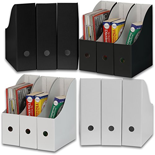 Simple Houseware 12-Pack Cardboard Magazine File Holder Box, Black - color: Black & White, size: 12 Pack