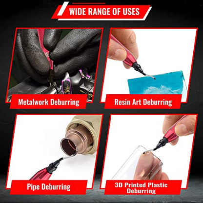 AFA Tooling Deburring Tool, 11 M2 Blades, Red CNC Anodized Aluminum Handle - style: 11 Blades (BK3010)