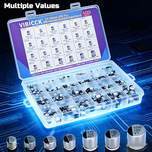 24 Values 400Pcs SMD Aluminum Electrolytic Capacitors Assortment Kit