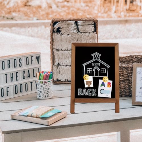 4 THOUGHT Small Tabletop Magnetic Chalkboard Signs 9.5" x 14", Brown - color: Rustic Brown
