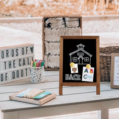 4 THOUGHT Small Tabletop Magnetic Chalkboard Signs 9.5" x 14", Brown - color: Rustic Brown
