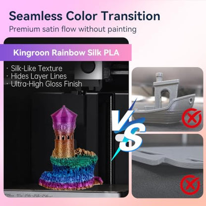 Kingroon Silk PLA Filament 1.75mm Rainbow Color Changing Filament 3D Printer Filament 1kg Dimensional Accuracy ±0.02mm,Fit Most 3D Printer(Universe) - color: 1kg Universe