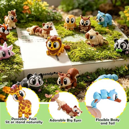 24PCS 3D Printed Animals, Multi-Color Articulated Animal Toys for Kids - style: 24P Upgrade Forest Animals