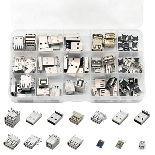 82PCS USB Sockets Assortment Kit, Male Female Plug Solder Connector