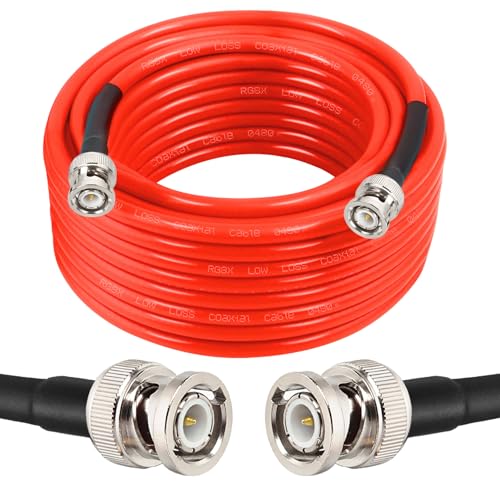 MOOKEERF BNC Male to Male Coaxial Cable - 50 ohm Ultra Low Loss RG8X Coax Cable for Antenna, RF Radio, Modem, Oscilloscope, Spectrum Analyzer, Signal Generator (35FT) - size: 35FT