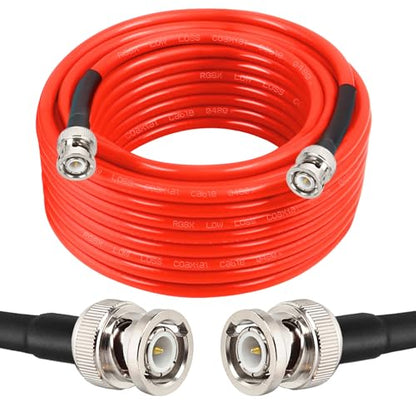 MOOKEERF BNC Male to Male Coaxial Cable - 50 ohm Ultra Low Loss RG8X Coax Cable for Antenna, RF Radio, Modem, Oscilloscope, Spectrum Analyzer, Signal Generator (35FT) - size: 35FT