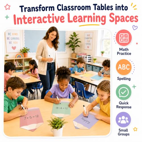 Cinrobiye 24 Pcs Dry Erase Stickers for Classroom Tables, Reusable Writable Decals with 2 Scrapers, Waterproof Dry Erase Spots for Desks, Whiteboards, Walls, Teacher Classroom School Supplies - color: Pencil