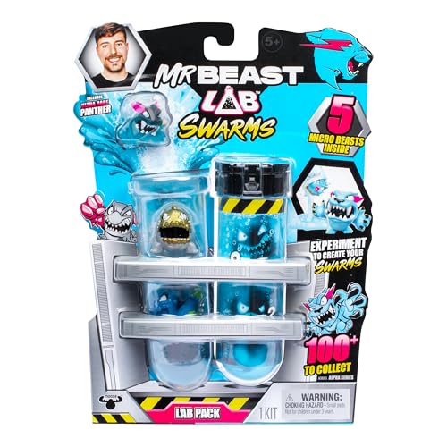 MrBeast Lab Swarms Lab Pack, Experiment By Adding Water, Shaking Test Tube & Revealing 5 PK of 1" MrBeast Collectible Characters, 100+ to Collect, Look Out for the Limited Edition Hyperchrome Panther - style: 5 Pack