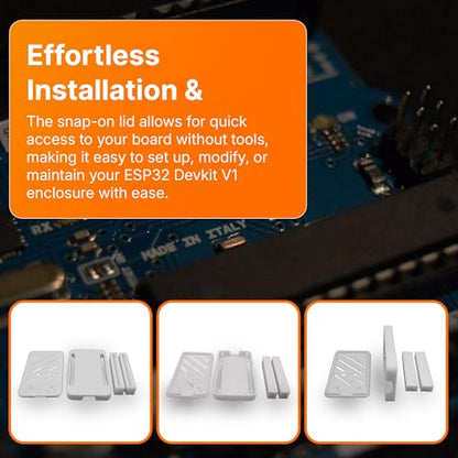 SplashNColor Electrical Enclosure Box for ESP32 Devkit V1 - Protective Case with Snap-On Lid - Durable Enclosure with USB LED Cutout and Pin Access for Microcontroller Board - Electrical Enclosure Box