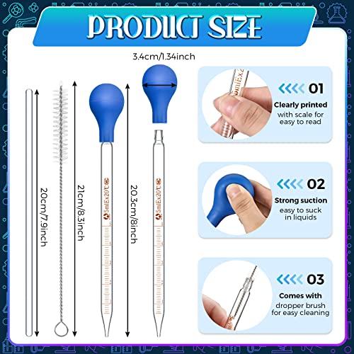 Weewooday 16 Pcs 5 ml Glass Dropper Pipettes with Rubber Bulb Stir Rod Blue - color: Blue, size: 5 ml