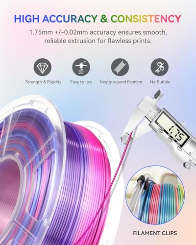 JAYO Silk Rainbow PLA+ 3D Printer Filament 1.75mm, 1.1kg - color: Silk Rainbow 02, size: 1.1KG