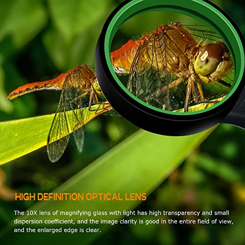 Magnifying Glass 10X Handheld Reading Magnifier Non-Scratch Glass Lens