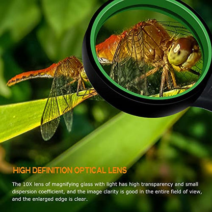 Magnifying Glass 10X Handheld Reading Magnifier Non-Scratch Glass Lens
