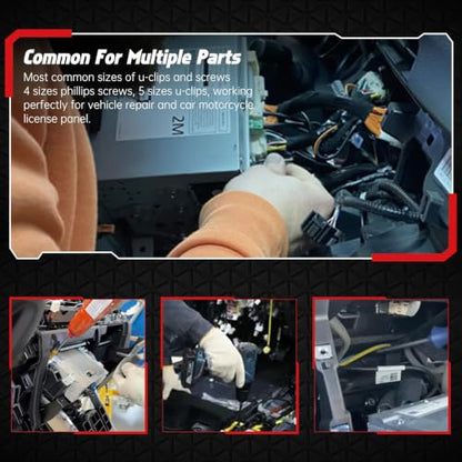 OTUAYAUTO 150PCS Car Screws and Bolts, Push Rivet Fasteners U-Nuts Kit - size: 150Pcs 5 Sizes Clips