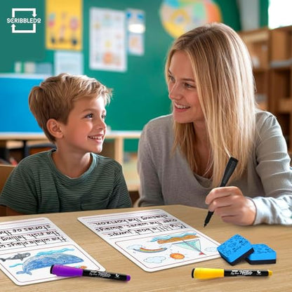 Scribbledo Story Lined Dry Erase Boards 9x12 for Kids Classroom 10 Pack - style: Story Board 10 Pack