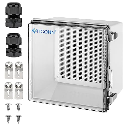 TICONN Outdoor Electrical Box Waterproof, ABS IP67 Junction Box Enclosure - color: Transparent Cover, size: 11.8"x11.8"x7.1"