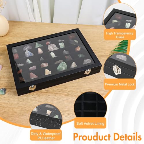 Rock Collection Display Case, 36 Grid Storage Organizer for Collectibles - size: 2 layers