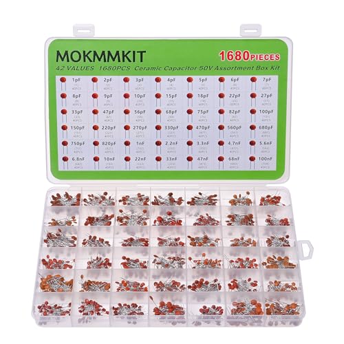 42 Values 1680 Pieces Ceramic Capacitor Kit 1pF - 100nF 50V