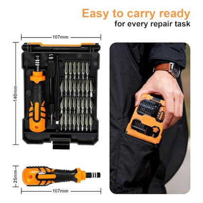 Laptop Precision Screwdriver Set,33 in 1 Magnetic Small Screwdriver Electronic Repair Tool Kit for Phone, Glasses, Watch, Ring Doorbell, RC Car, Xbox,Toys - color: Orange