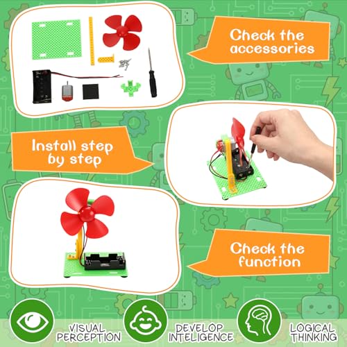 Soulchen 16 Sets DIY Electric Fan Kits Stem Crafts Science Kits Robotics DIY Project for Electrical Circuit Experiment Engineering Activities Clubs Party Favors