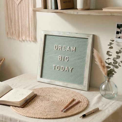 Rustic Turquoise Felt Letter Board 10x10 Inch, 336 Letters with Stand - color: Rustic Turquoise