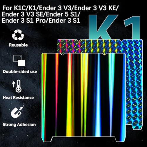 Smooth H1H Build Plate Spring Steel Print Bed for Creality K1/ K1C/Ender-3 S1/Ender 5 S1/Ender 3 S1 Pro/Ender V3 KE/Ender3 V3 SE,3D Printer Platform K1 K1C Sheet 235x235m - style: K1/ K1C/Ender Series Holographic Plate(H1H)