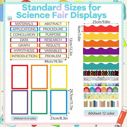 Science Fair Board Supplies 98 Pcs for Scientific Display, Multicolor