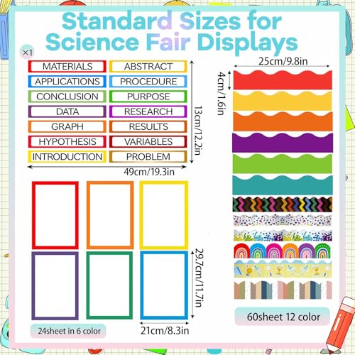 Science Fair Board Supplies 98 Pcs for Scientific Display, Multicolor