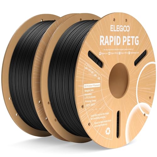 ELEGOO Rapid PETG 3D Printer Filament 1.75mm Black 2 Pack Bundle - color: 2*1kg Black