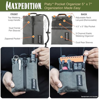 Maxpedition Platy Pocket Organizer, EDC Tool Pouch, Neck Wallet - color: Wolf Gray, size: 5" x 7"
