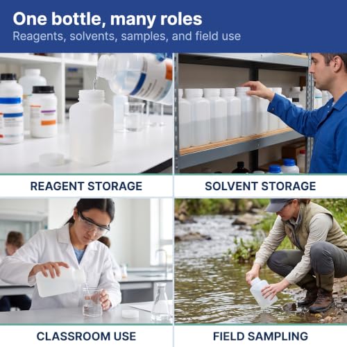 United Scientific™ HDPE Reagent Bottle, Wide Mouth, 175ml/6oz, Pack of 12 - size: 175 mL (6oz)