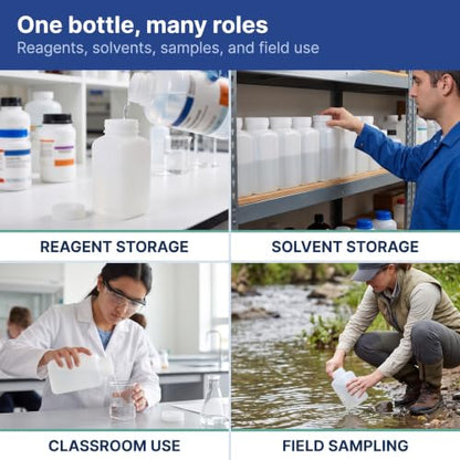 United Scientific™ HDPE Reagent Bottle, Wide Mouth, 175ml/6oz, Pack of 12 - size: 175 mL (6oz)