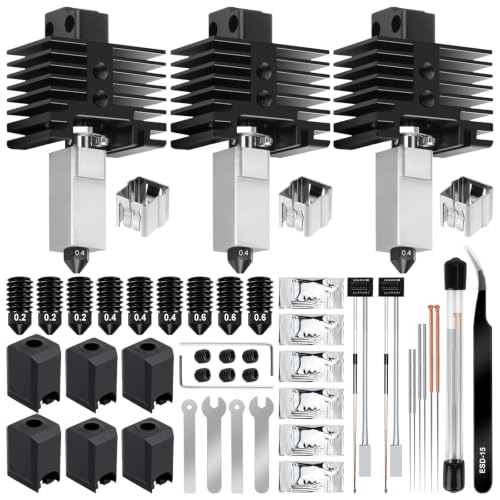 3 Pack Hotend Kit for Bambu Lab P1S/P1P, 3D Printer Hot End Replacement with Hardened Steel Nozzle 0.2/0.4/0.6mm, High Speed & Temperature Extruder Heating Block Hot End for Bambu Lab P1S/P1P - size: P1S Hotend Kit-6