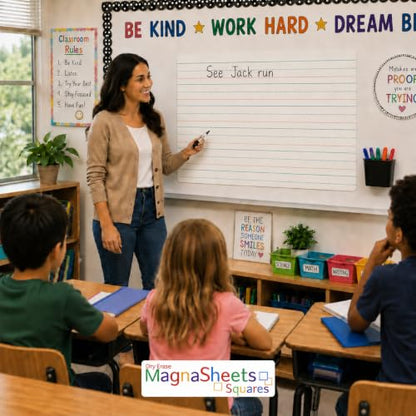 MAGNASHEET Squares Jumbo 4 Panel Magnetic Dry Erase Handwriting Paper