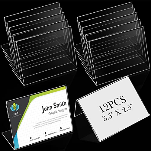 Teling 12 Pcs 3.5x2.5 Mini Acrylic Sign Holder Slant Back Display Stands