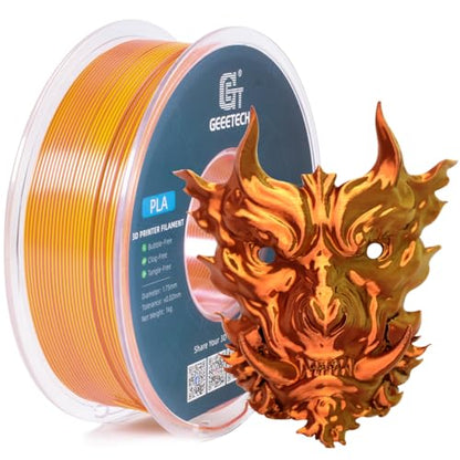 Geeetech Silk PLA Filament 1.75mm Silk Dual Color Filament, Coextrusion Dichromatic Metal-Like Shiny Consumable 1kg (2.2lbs) 1 Spool, Dimensional Accuracy +/- 0.02 mm, Gold Copper - color: 1kg Dual Color Gold-copper