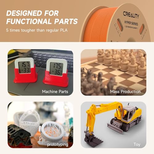 Official CREALITY Hyper PLA Filament 1.75mm, High Speed PLA 30-600mm/s Rapid 3D Printer Filament, Dimensional Accuracy +/-0.02mm, Stronger Toughness, Fit Most FDM 3D Printers，1KG(2.2lbs) Spool Orange - color: Orange