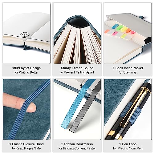 Graph Paper Notebook, 312 Numbered Pages, Squared Grid Leather Journal, B5 - color: Grey Blue, size: B5