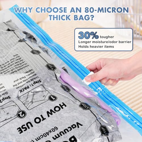 BoxLegend 16 Pack Travel Vacuum Storage Bags with Electric Pump 1 * 27.6x19.7+ 4 * 21.7x17.7+ 5 * 19.7x15.7+ 6 * 15.7x13.8in, Thickened Compression Bags for Clothes Luggage Travel Moving & Closet - size: 16 COMBO