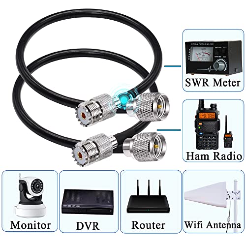TUOLNK Mini UHF Male to UHF Female Extension Cable Mini Male Plug to SO239 PL259 Female Jack Coax Jumper Cable RG58 for CB Radio Antennas 12inch(30cm) 2Pcs - size: 0.98ft-2pcs