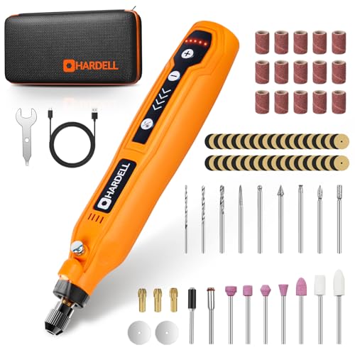 HARDELL Mini Cordless Rotary Tool, 5-Speed 69pcs Kit for 3D Printer Sanding - color: Orange Rotary Tool Kit-69pcs