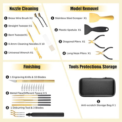 MAYJOY 3D Printer Tool Kit 40 Piece Cleaning Finishing Set with Case